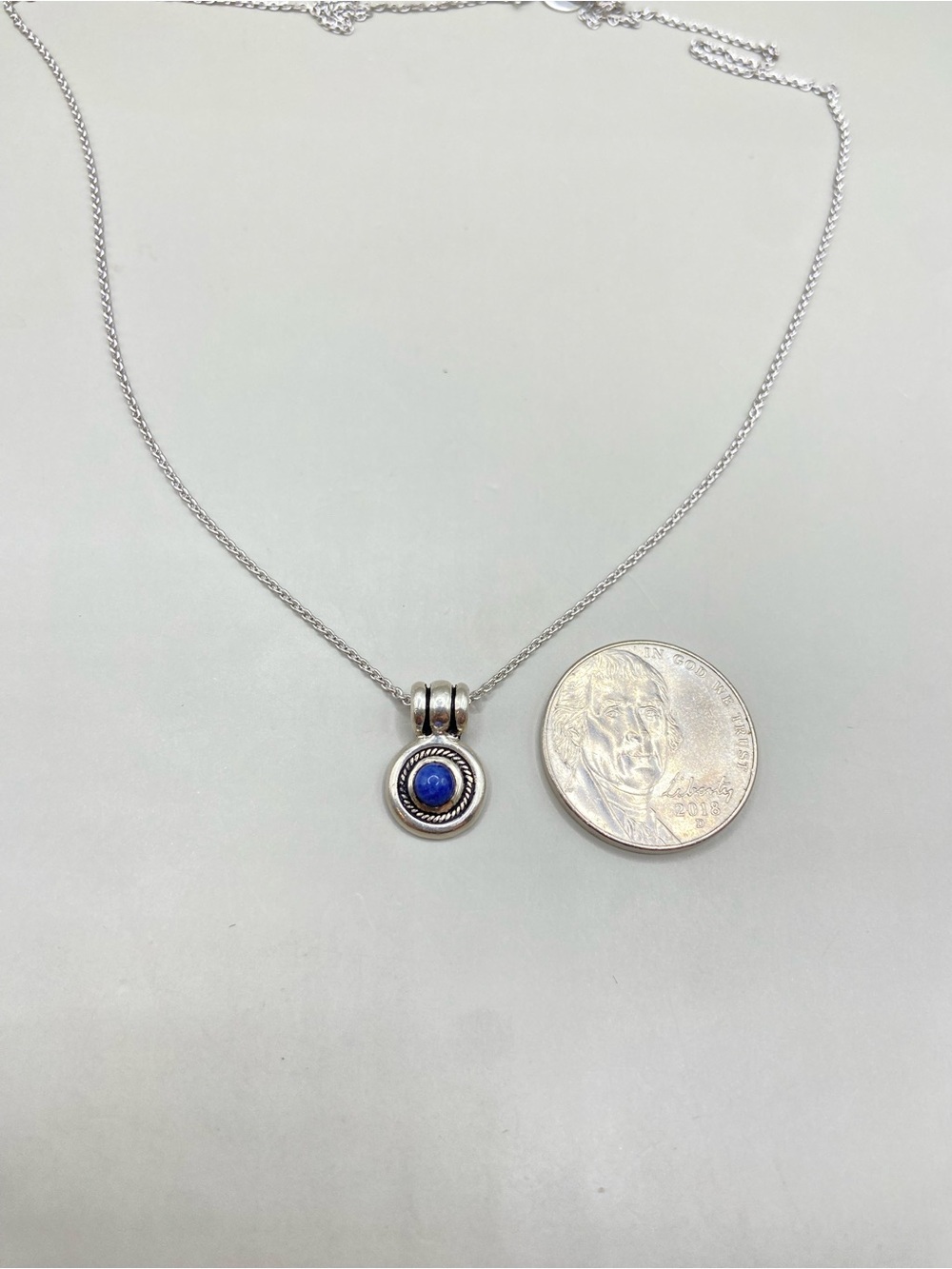 Joyas Vivac 950 Silver Blue Stone Mini Pendant Necklace - Picture 3 of 6